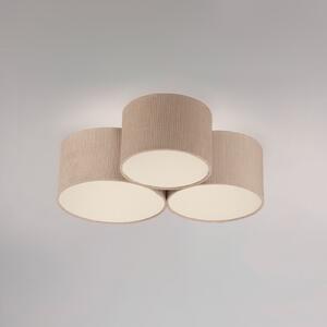 JUST LIGHT. GmbH SAMO SVJETLO. Plafonjera Green Duro, tekstil, tri žarulje, prigušiva, Bež, Dnevni boravak/blagovaonica, Tkanina / tekstil