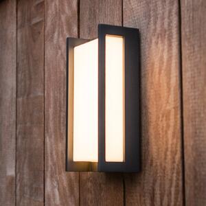 LUTEC QUBO vanjska LED zidna svjetiljka, tamnosiva, visina 22 cm, metal, IP54, Sivo, Aluminij