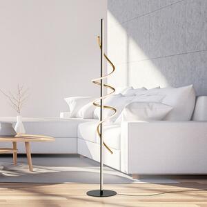 JUST LIGHT. GmbH SAMO SVJETLO. Emanda LED podna lampa, željezo, crna-mesing, prigušiva, Crno, Dnevni boravak/blagovaonica, Metal