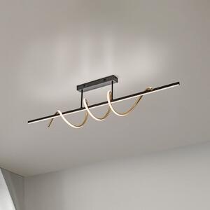 JUST LIGHT. GmbH SAMO SVJETLO. Emanda LED stropna svjetiljka, željezo, crno-mjed, prigušiva, Crno, Dnevni boravak/blagovaonica, Metal