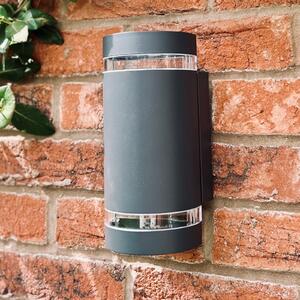 LUTEC FOCUS ROUND vanjska zidna svjetiljka, tamnosiva, 24 cm, 2 x GU10, IP44, prigušiva, Sivo, Aluminij