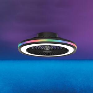 Mantra Iluminación LED stropni ventilator za gejmere, crni, DC motor, tih, Ø 47 cm, CCT RGB, prigušiva, Crno, Dnevni boravak/blagovaonica, Plastika