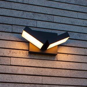 LUTEC TWISTO LED vanjska zidna svjetiljka, tamnosiva, širina 15 cm, IP65, Sivo, Aluminij