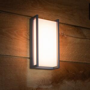 LUTEC connect QUBO LED pametna vanjska zidna svjetiljka, tamnosiva, 22 cm, IP54, RGB, CCT, Sivo, Aluminij