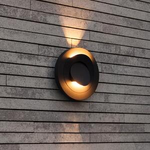 LUTEC MOOV LED vanjska zidna svjetiljka, tamnosiva, Ø 21 cm, metal, IP54, Sivo, Aluminij