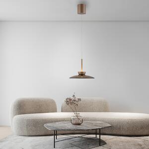PURE LED viseća lampa Moon, bronca, jantarno staklo (tamno), Ø32 cm, prigušiva, Bronca / stari mesing, Dnevni boravak/blagovaonica, Staklo