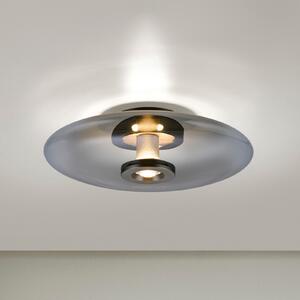 PURE LED stropna svjetiljka Vitrum, siva, staklo/aluminij, Ø 45 cm, prigušiva, Sivo, Dnevni boravak/blagovaonica, Staklo