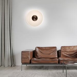 PURE LED zidna svjetiljka Vitrum, smeđa/opalno staklo/aluminij Ø 22 cm, prigušiva, Smeđa / hrđa, Dnevni boravak/blagovaonica, Staklo