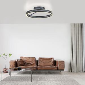 PURE LED stropna svjetiljka Loop, siva, metalna, Ø 60 cm, CCT, prigušiva, Sivo, Dnevni boravak/blagovaonica, Aluminij, Pokrivač okrugli izravno
