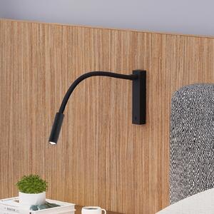 Molto Luce LED zidna lampa Arok, crna, aluminij, projekcija 49 cm, Crno, spavaća soba, Aluminij