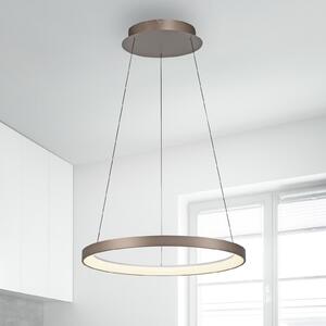 Paul Neuhaus LED viseća lampa Hoop, smeđa, Ø 57 cm, prigušiva, prigušiva, Smeđa / hrđa, Dnevni boravak/blagovaonica, Aluminij