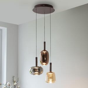 Paul Neuhaus LED visilica Irides, Ø 43 cm, šarena, staklo, prigušiva, Višebojno, Dnevni boravak/blagovaonica, Staklo
