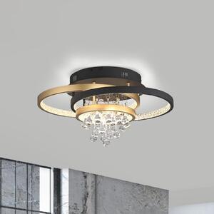 Paul Neuhaus LED stropna svjetiljka Rotazo, staklo, CCT, prigušiva, prigušiva, Crno, Dnevni boravak/blagovaonica, Aluminij