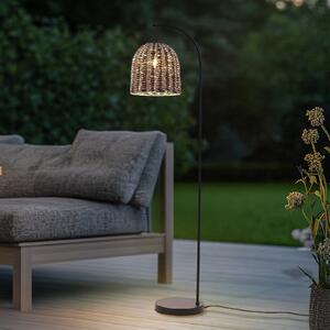 Lindby Taryn vanjska podna lampa, smeđa, plastika, IP44, 172 cm, Drvo, Plastika