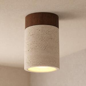 Lucande Carlotta stropna svjetiljka, Ø 12 cm, bež, beton, E27, prigušiva, Bež, Dnevni boravak/blagovaonica, Beton
