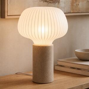Lucande Eloise stolna lampa, 42 cm, bijela, tkanina/beton, E27, Bijela, Dnevni boravak/blagovaonica, Tkanina / tekstil