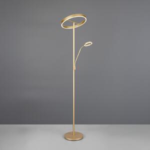 Trio Lighting LED podna lampa Willis, zlatna, visina 180 cm, metal, CCT, dimer, prigušiva, Zlato / mjed, Dnevni boravak/blagovaonica, Metal, Svjetlo za čitanje