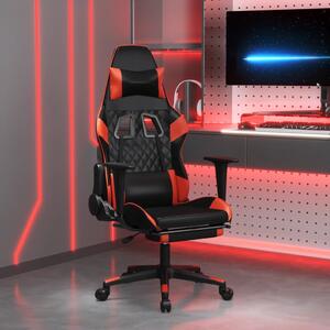 VidaXL Igraća stolica od umjetne kože s osloncem za noge Crna i crvena