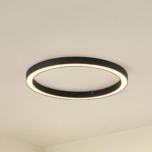 Lucande LED stropna svjetiljka Neor, crna, Ø 60 cm, CCT, prigušljiva, prigušiva, Crno, Područje hodnika, Metal
