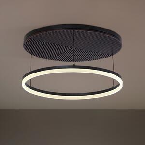 Lucande LED stropna svjetiljka Orven, crna/drvena, Ø50 cm, prigušljiva, prigušiva, Crno, Dnevni boravak/blagovaonica, Metal