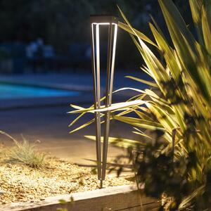 Les Jardins Tinka LED solarna svjetiljka, siva, 90 cm, uzemljeni šiljak, prigušiva, Sivo, Metal, Vanjski reflektor/šiljak za tlo