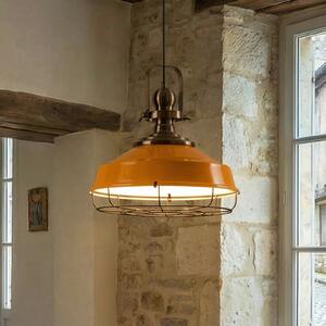 ROYALTECH Viseća lampa Astel, žuta, Ø 41 cm, metal, detalj starinski mesing, prigušiva, Žuta, Dnevni boravak/blagovaonica, Metal
