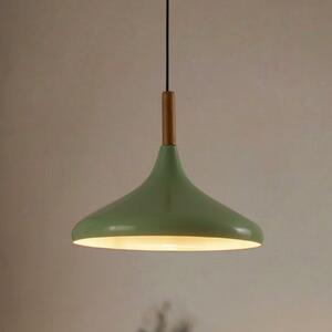 ROYALTECH Viseća lampa Chris, mint zelena/bijela, Ø 35 cm, metal, drveni detalj, prigušiva, Zelena, Dnevni boravak/blagovaonica, Metal