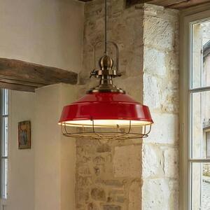 ROYALTECH Viseća lampa Astel, crvena, Ø 41 cm, metal, detalj starinski mesing, prigušiva, Crvena, Dnevni boravak/blagovaonica, Metal