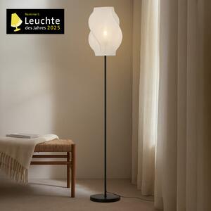 Lucande podna lampa Tovina, tekstil, bijela, visina 165 cm, Bijela, Dnevni boravak/blagovaonica, Tkanina / tekstil