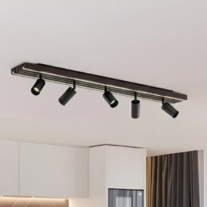 Lucande LED stropna svjetiljka Tiron, 5 lamelica, 100 cm, hrast, prigušiva, Drvo, Dnevni boravak/blagovaonica, Drvo