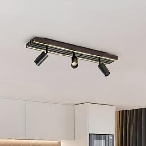 Lucande LED stropna svjetiljka Tiron, 3-krilna, 70 cm, hrast, prigušiva, Drvo, Dnevni boravak/blagovaonica, Drvo