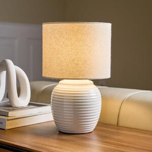 Pauleen Stolna lampa LOVELY CHARM, bež, visina 33 cm, tkanina, Bež, Dnevni boravak/blagovaonica, Tkanina / tekstil