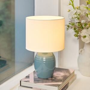 Pauleen Stolna lampa SEA RHYTHM, bijela/plava, visina 30 cm, keramika, Bijela, Dnevni boravak/blagovaonica, Keramika