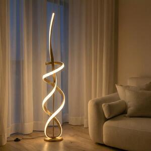 ONLI LED podna lampa Kira, visina 140 cm, zlatna boja, metal, 4000K, Zlato / mjed, Dnevni boravak/blagovaonica, Aluminij