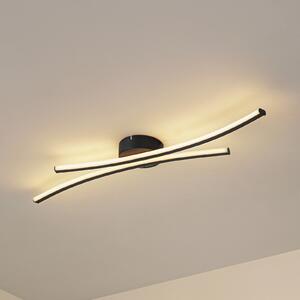 Lindby LED stropna svjetiljka Ravion, 90 cm, crna, 3000 K, Crno, Dnevni boravak/blagovaonica, Aluminij