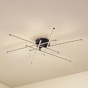 Lindby LED stropna svjetiljka Elviano, Ø 80 cm, crna, 3000 K, Crno, Dnevni boravak/blagovaonica, Aluminij