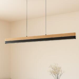 Lucande LED viseća svjetiljka Holven, drvo, CCT, duljina 113 cm, prigušiva, Drvo, Dnevni boravak/blagovaonica, Drvo