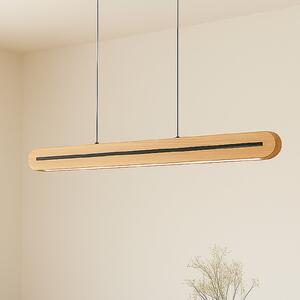 Lucande LED viseća svjetiljka Darnor, drvo, CCT, duljina 100 cm, prigušiva, Drvo, Dnevni boravak/blagovaonica, Drvo