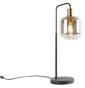 Pametna stolna svjetiljka crna sa zlatnim i dimnim staklom uključujući WiFi A60 - Zuzanna