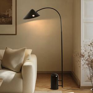Lucande podna lampa Alviero, 157 cm, crna, metal, mramor, Crno, Dnevni boravak/blagovaonica, Metal