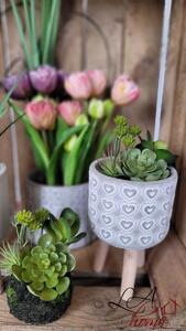 Cementna posuda za cvijeće sa srcima LOVE - razne varijante