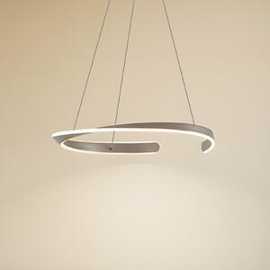Lucande LED viseća svjetiljka Eloura, srebrna, Ø58 cm, metal, CCT, Metalik, Dnevni boravak/blagovaonica, Metal