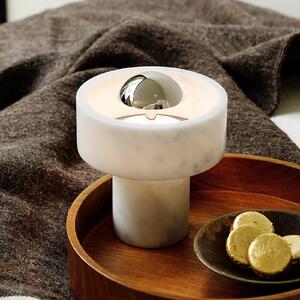 Tom Dixon LED punjiva stolna lampa Stone, srebrna, 19 cm, prigušiva, Dnevni boravak/blagovaonica, Mramor
