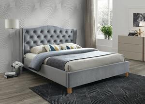 Sivi tapacirani krevet ASPEN VELVET 160 x 200 cm