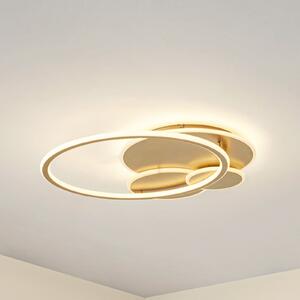 Lucande LED stropna svjetiljka Circulo, zlatna, 60 cm CCT, prigušljiva, prigušiva, Zlato / mjed, Dnevni boravak/blagovaonica, Metal