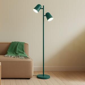 Lindby Isara podna lampa, zelena, 165 cm, 2 žarulje, metalna, E27, Zelena, Dnevni boravak/blagovaonica, Metal