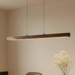 Lucande LED visilica Nihalo, orah, 122 cm, prigušiva, CCT, prigušiva, Drvo, Dnevni boravak/blagovaonica, Drvo
