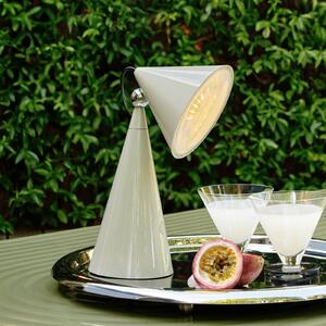 Tom Dixon LED punjiva stolna lampa Pose, svijetlosiva, visina 25 cm, prigušiva, Sivo, Dnevni boravak/blagovaonica, Plastika