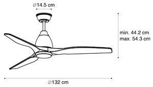 Stropni ventilator na drva uklj. LED s daljinskim upravljačem - Levant 52