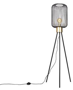 Dizajnerska podna svjetiljka crna sa zlatom - Mayelle